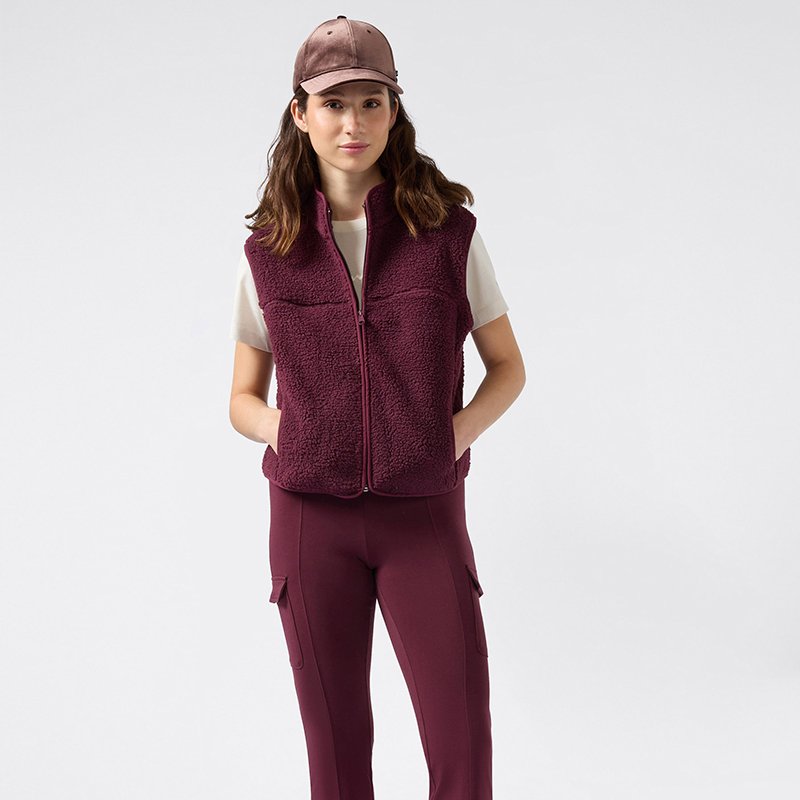 Women’s-Slim-Fit-Polar-Teddy-Vest-Burgundy-1